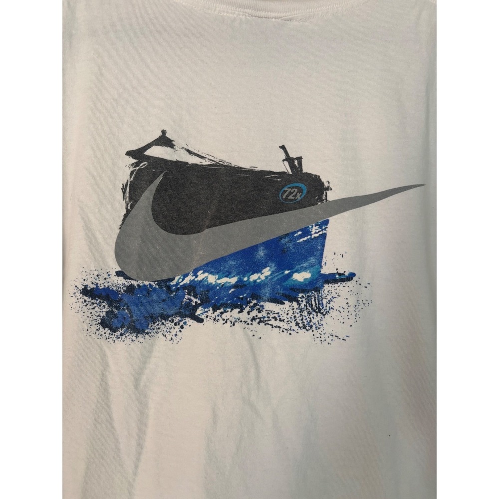 Nike Mens Graphic T-Shirt White Abstract Swoosh Logo XL Short Sleeve Tee - Picture 5 of 6